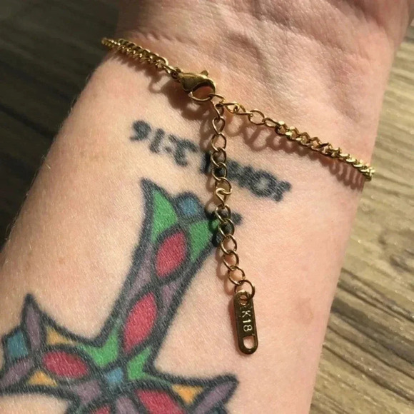 Waterproof 316L Stainless Steel  & 18k 3mm Cuban Chain Bracelet NWT - Picture 2 of 4